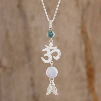 Alternate image for Jade Om Pendant Necklace in Lilac from Guatemala Mayan Om in Lilac