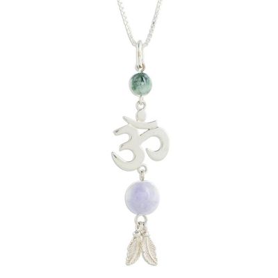 Alternate image for Jade Om Pendant Necklace in Lilac from Guatemala Mayan Om in Lilac