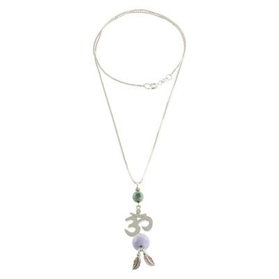 Alternate image for Jade Om Pendant Necklace in Lilac from Guatemala Mayan Om in Lilac