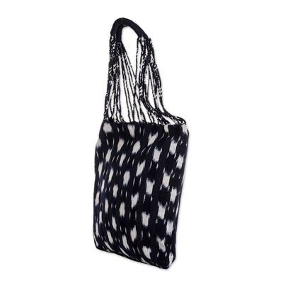 Alternate image for Hand-Woven Patterned Cotton Tote Bag in Blue and White Indigo
