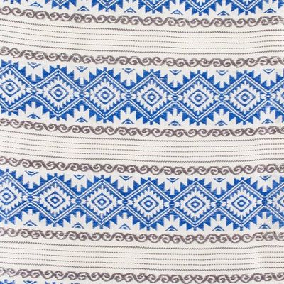 Alternate image for Hand-Woven Fringed Cotton Table Runner in Blue Ivory  Grey Azure Diamond