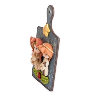 Alternate image for Holy Family Nativity-Themed Wood and Ceramic Wall Art The Holy Family