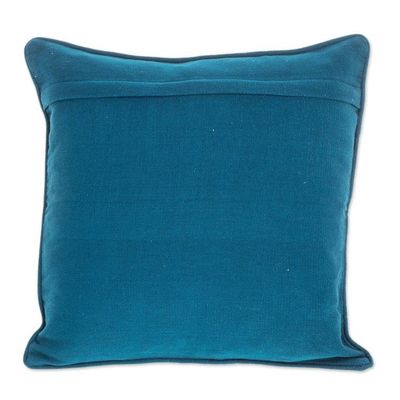 Alternate image for Geometric Cotton Cushion Cover in Azure from Guatemala Azure Geometry
