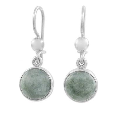 Alternate image for Green Jade Circular Dangle Earrings from Guatemala Smooth Circles