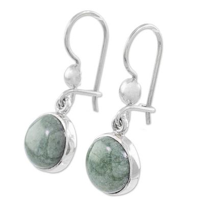 Alternate image for Green Jade Circular Dangle Earrings from Guatemala Smooth Circles