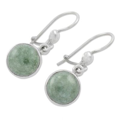 Alternate image for Green Jade Circular Dangle Earrings from Guatemala Smooth Circles