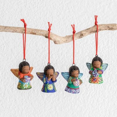 Alternate image for Handcrafted Ceramic Angel Ornaments Set of 4 Forest Angels