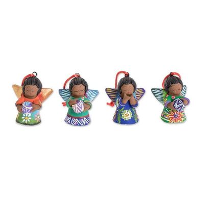 Alternate image for Handcrafted Ceramic Angel Ornaments Set of 4 Forest Angels