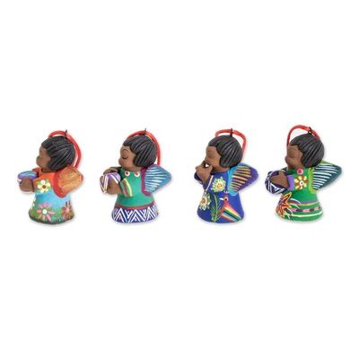 Alternate image for Handcrafted Ceramic Angel Ornaments Set of 4 Forest Angels