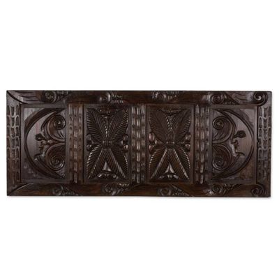 Alternate image for Hand Crafted Pine Wood Wall Panel with Moon and Flora Flora in Moonlight