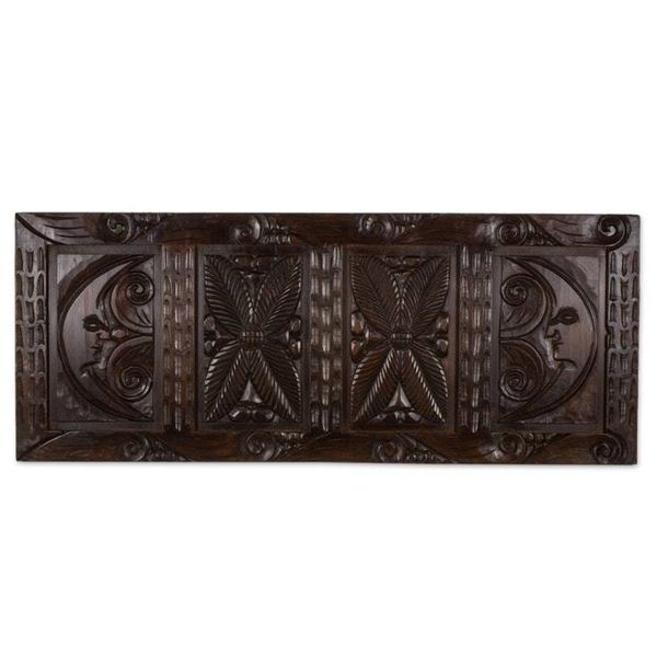 Alternate image for Hand Crafted Pine Wood Wall Panel with Moon and Flora Flora in Moonlight