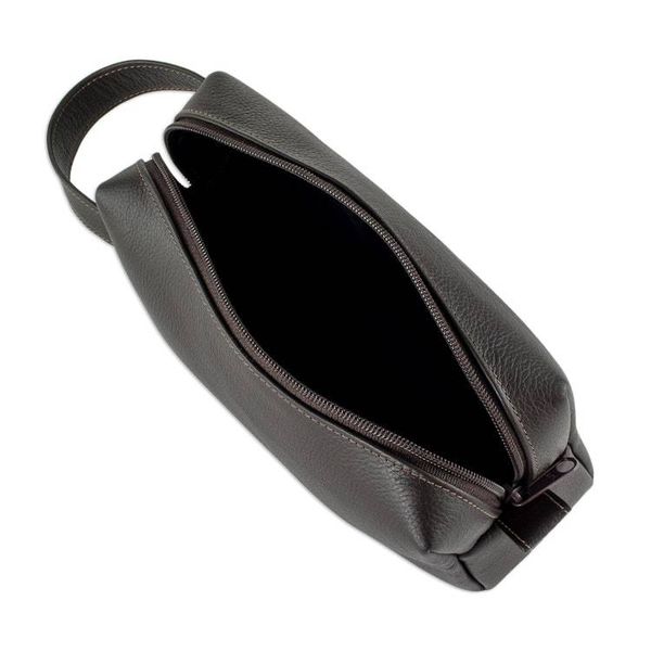 Alternate image for Dark Brown Leather Mens Toiletry Case Man of the World in Coffee