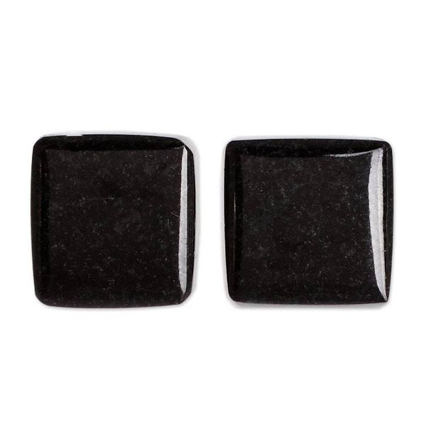 Alternate image for Minimal Square Cut Black Jade Stud Earrings from Guatemala Midnight Perfection