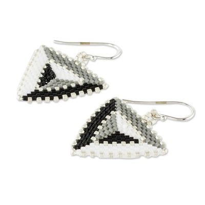 Alternate image for Monochrome Beaded Dangle Earrings Triangulation in Black