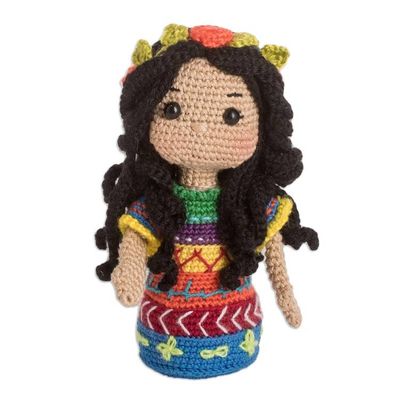 Alternate image for Girl in Guatemalan Attire Crocheted Cotton Decorative Doll Guatemalan Girl