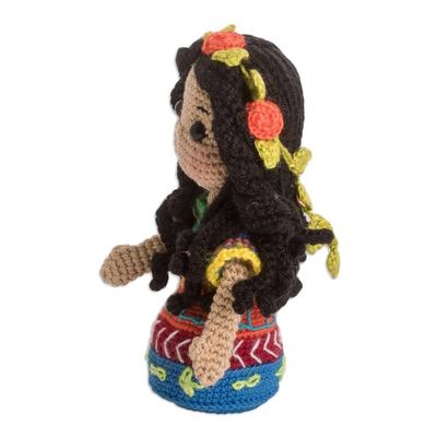 Alternate image for Girl in Guatemalan Attire Crocheted Cotton Decorative Doll Guatemalan Girl