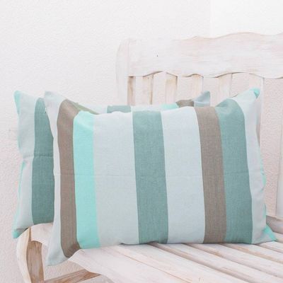 Primary image for Unique Green 100 Cotton Cushion Covers Pair Summer Dusk