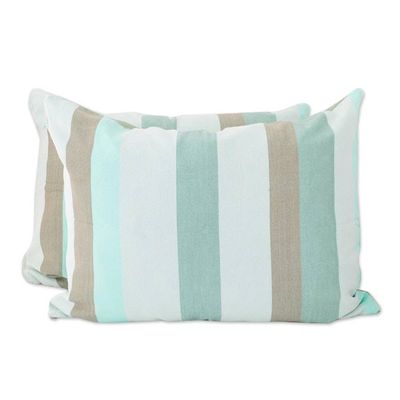 Alternate image for Unique Green 100 Cotton Cushion Covers Pair Summer Dusk