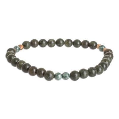 Alternate image for Mens Handcrafted Jade and Jasper Beaded Stretch Bracelet Mayan Jungle
