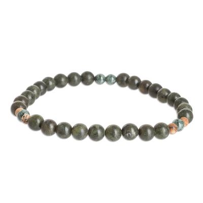 Alternate image for Mens Handcrafted Jade and Jasper Beaded Stretch Bracelet Mayan Jungle