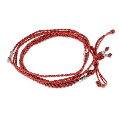 Alternate image for Adjustable Red Macrame Bracelets Pair All Heart