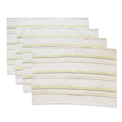 Alternate image for Hand Woven Green Striped Cotton Placemats Set of 4 Individualist in Chartreuse