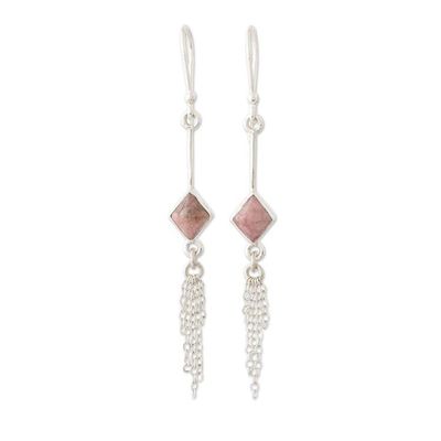Alternate image for Artisan Crafted Rhodonite Earrings Linger in Pink