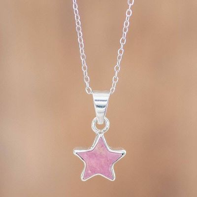 Alternate image for Star Necklace with Rhodonite Lone Star in Pink