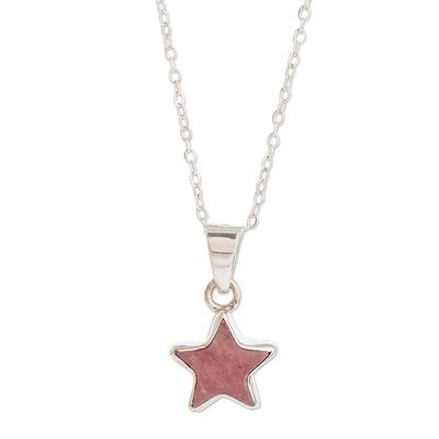 Alternate image for Star Necklace with Rhodonite Lone Star in Pink
