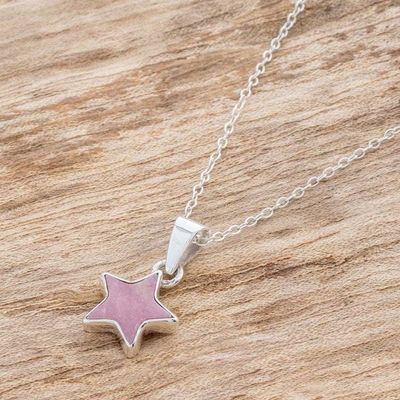 Alternate image for Star Necklace with Rhodonite Lone Star in Pink