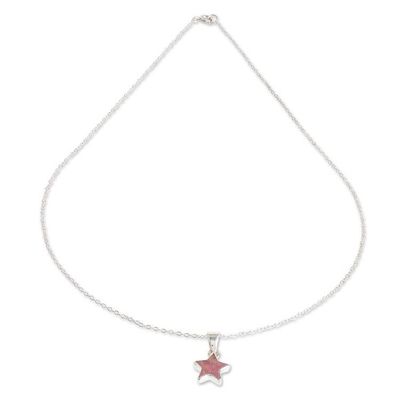 Alternate image for Star Necklace with Rhodonite Lone Star in Pink