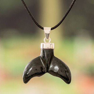 Primary image for Artisan-Made Whale-Themed Dark Green Jade Pendant Necklace Puissant Fins