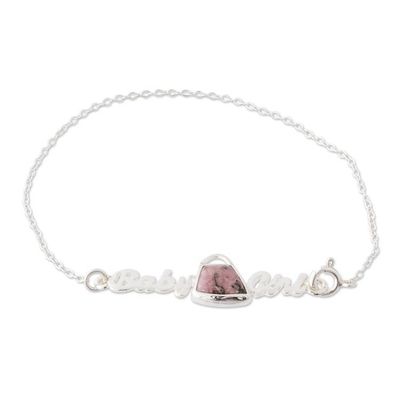 Alternate image for Cute Rhodonite Pendant Bracelet Baby Girl in Pink