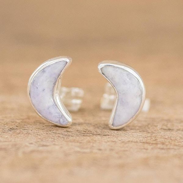 Alternate image for Lilac Jade Moon Earrings Moon Crescent in Lilac