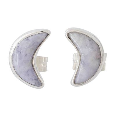Alternate image for Lilac Jade Moon Earrings Moon Crescent in Lilac