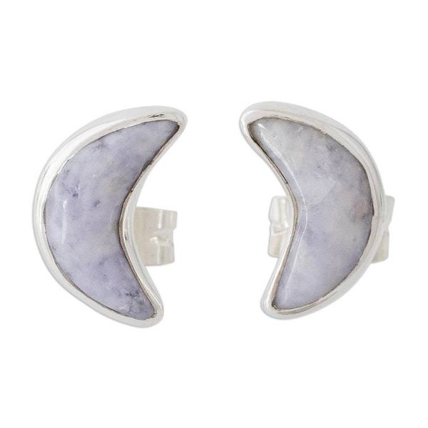 Alternate image for Lilac Jade Moon Earrings Moon Crescent in Lilac