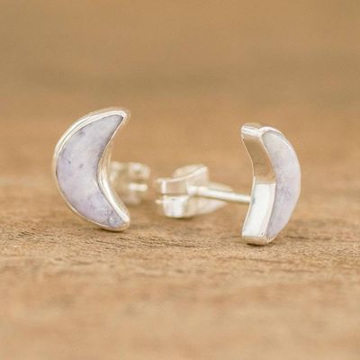 Alternate image for Lilac Jade Moon Earrings Moon Crescent in Lilac