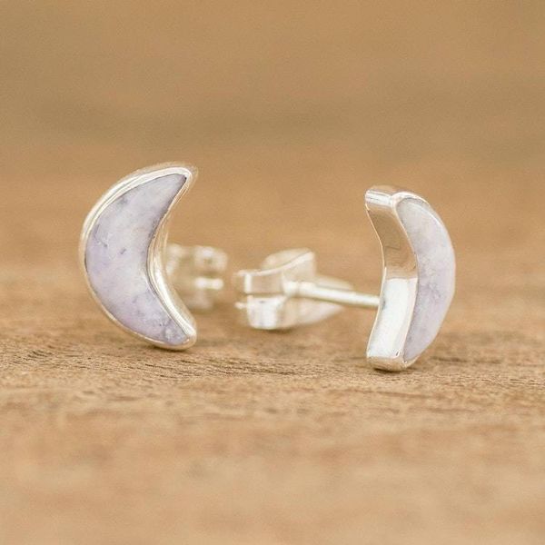 Alternate image for Lilac Jade Moon Earrings Moon Crescent in Lilac