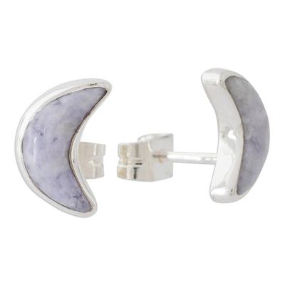 Alternate image for Lilac Jade Moon Earrings Moon Crescent in Lilac