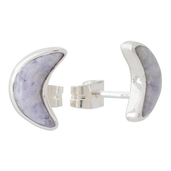 Alternate image for Lilac Jade Moon Earrings Moon Crescent in Lilac