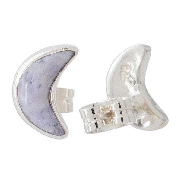 Alternate image for Lilac Jade Moon Earrings Moon Crescent in Lilac