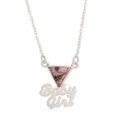 Alternate image for Sterling and Rhodonite Pendant Necklace Pink Baby Girl