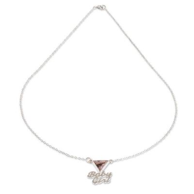 Alternate image for Sterling and Rhodonite Pendant Necklace Pink Baby Girl