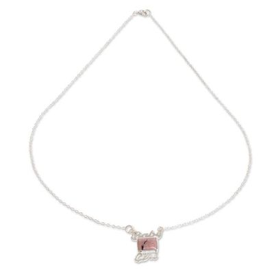 Alternate image for Natural Rhodonite Necklace Baby Girl in Pink
