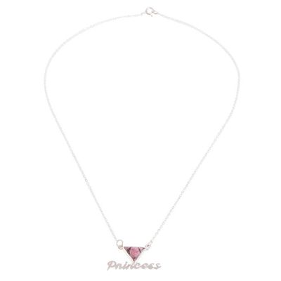Alternate image for Rhodonite and Sterling Silver Pendant Princess Necklace Triangle Princess