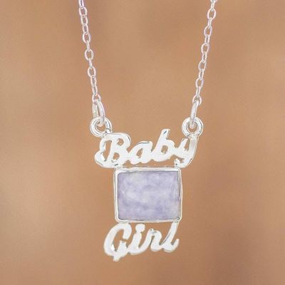 Primary image for Sterling Necklace with Lilac Jade Baby Girl in Lilac