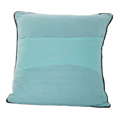Alternate image for Polyester Aqua Cushion Cover with Hand-Painted Design Little Birds