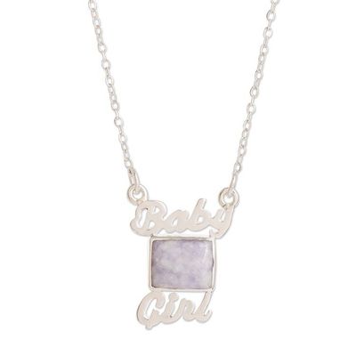 Alternate image for Sterling Necklace with Lilac Jade Baby Girl in Lilac