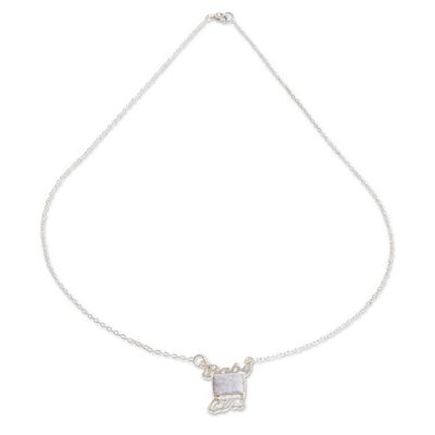 Alternate image for Sterling Necklace with Lilac Jade Baby Girl in Lilac