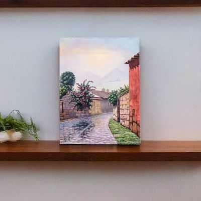Alternate image for Signed and Stretched Realist Painting from Guatemala Las Animas Street III